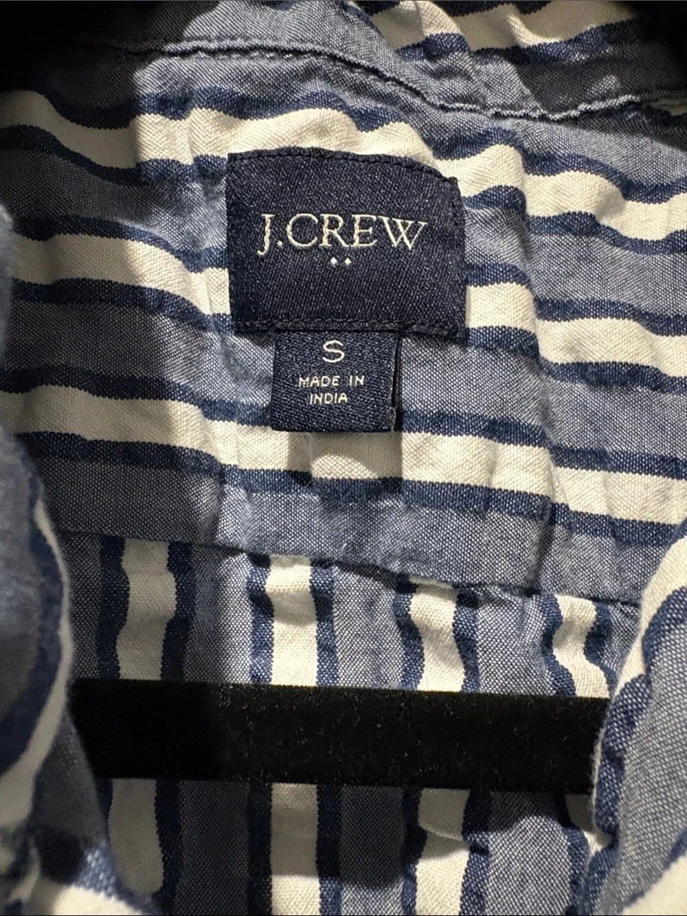 J.Crew 100% Cotton Textured Stripe Camp Shirt Men’s Small Blue White